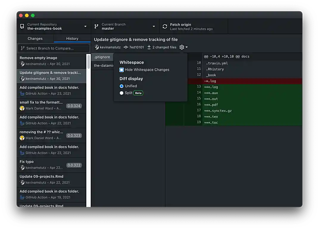 File change view setting